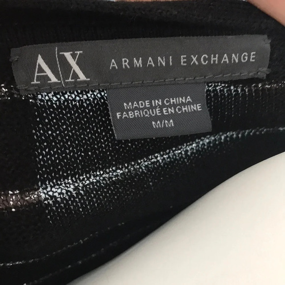 Armani Exchange Black Metallic Striped Sweater med - Picture 5 of 7